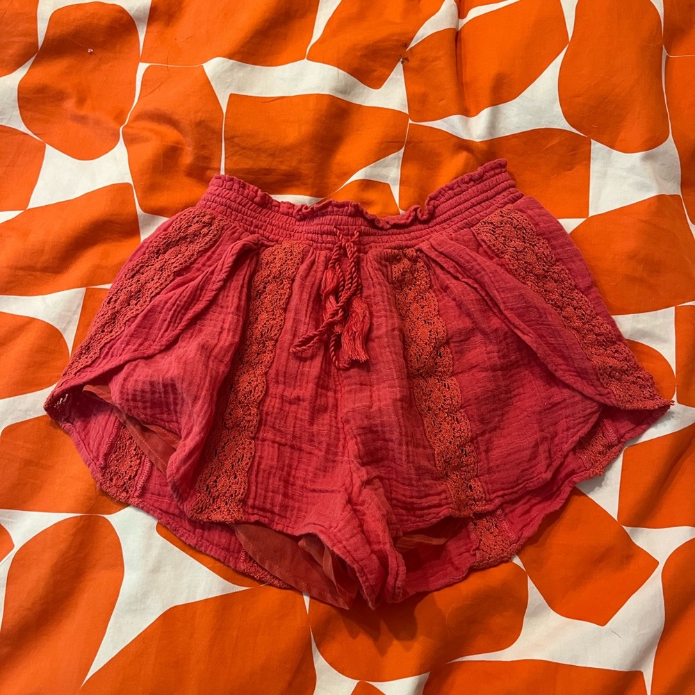 American Eagle Red Cotton Shorts